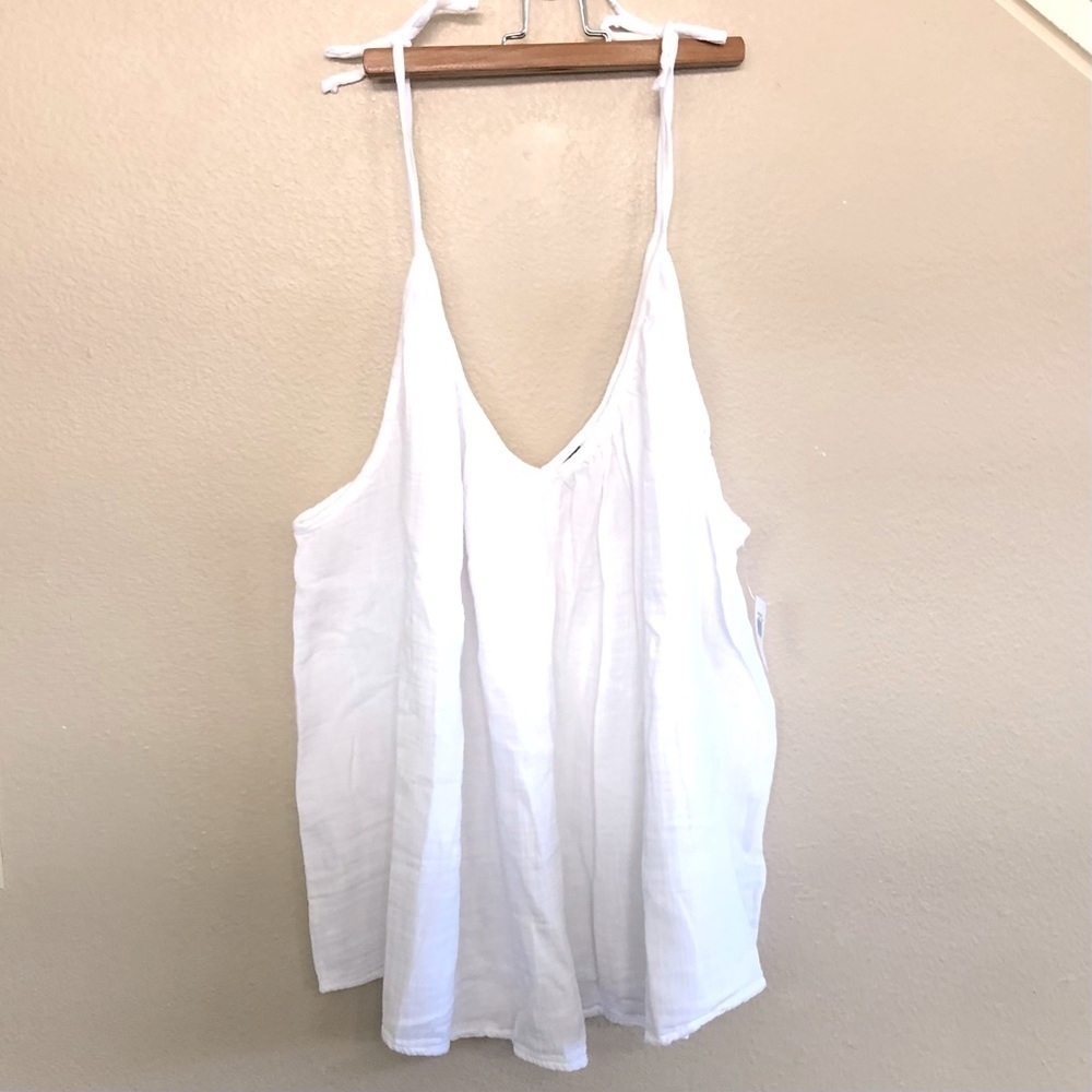 Old Navy Woman’s White Tie-Shoulder Gauzy Weave Cami Swing Top Plus Size 4X